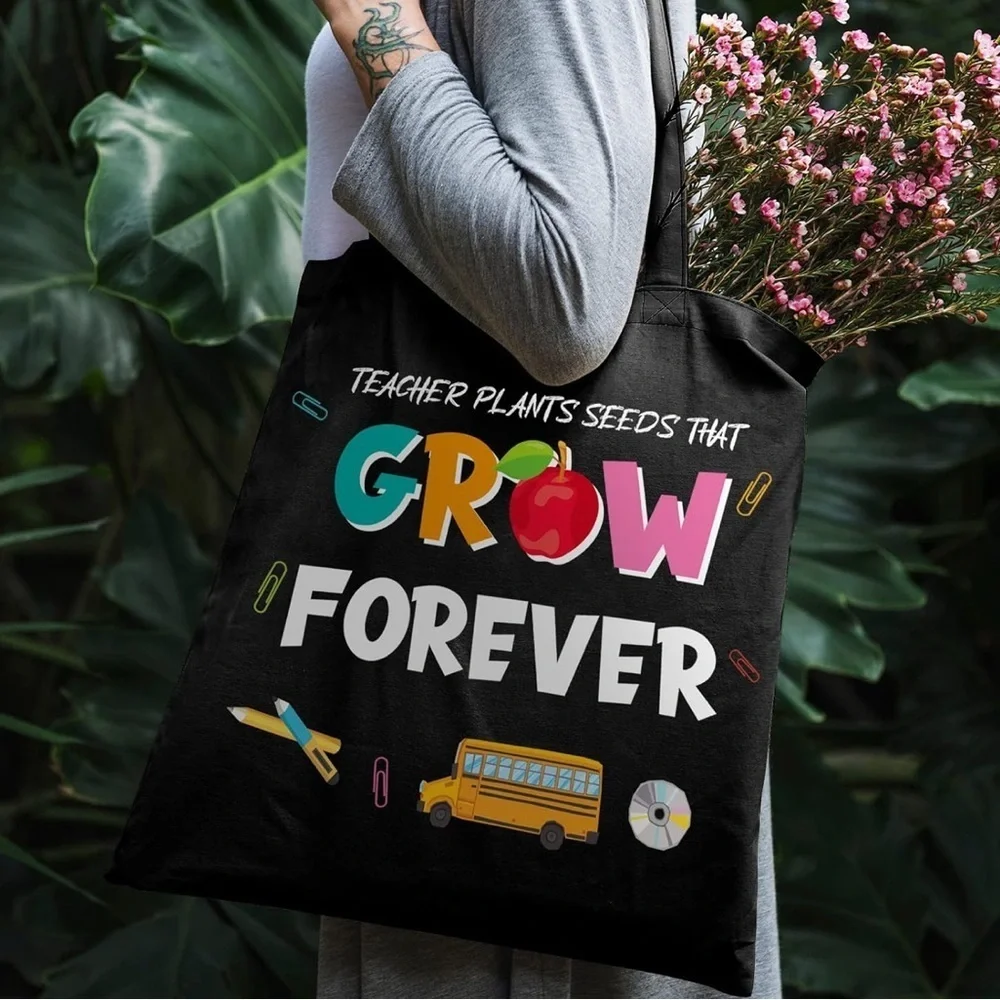 Black Teacher-Themed Shoulder Bag (Random 1pc) - Picture 5 of 6